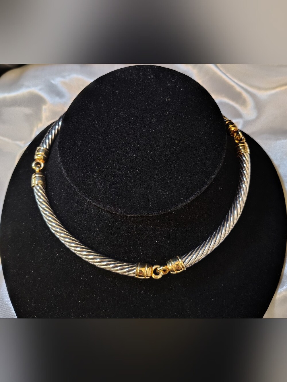 VTG Stocko Two Tone Cable Choker Necklace - David Yurman Style